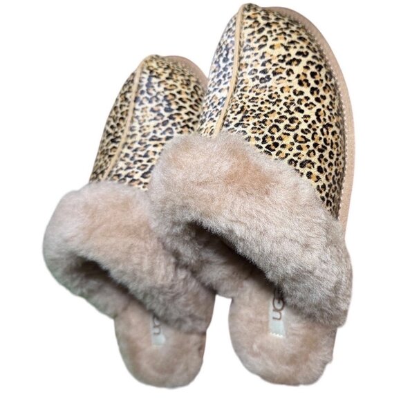 UGG Scuffette II Leopard Pony Hair Shearling Slippers New in Box Size 8 - Picture 16 of 16